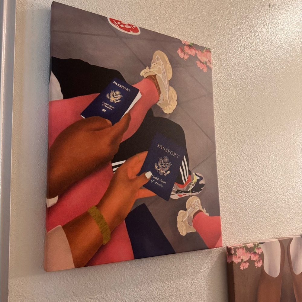 Travel-Themed Canvas Art with Passports